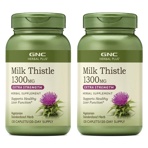 GNC 밀크 씨슬 1300mg 엑스트라 스트렝스 캐플렛, 120정, 2개