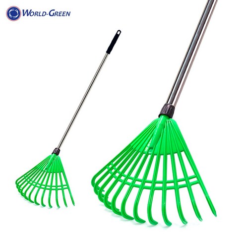 PVC 갈퀴 + 스텐 자루 120cm (갈고리 벌초 낙엽청소 잔디 텃밭 호미 쇠스랑 레기 낙엽긁개), 1개