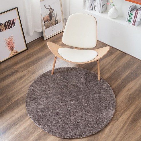 원형 카펫 컴퓨터 의자 회전 의자 바구니 바닥 깔개 침실 가정용 원형 카펫 기계세탁 가능, 커피 색