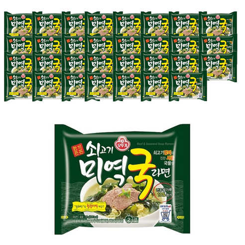 오뚜기 쇠고기 미역국라면 멀티팩 115g, 32개