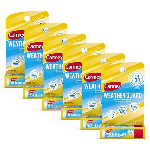 Carmex Weather Guard 모이스처라이징 립밤 스틱 SPF 30 4g 0 4팩, 6