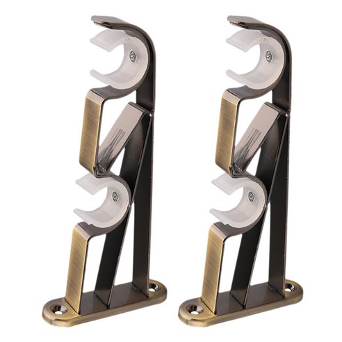 2 pcs 철 더블 커튼 막대 브래킷 창 침실 장식에 대 한 조정 가능한 벽 브래킷, 3  Bronze 양봉