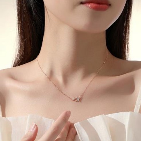 긍정샵 14K 더블스타 큐빅 목걸이