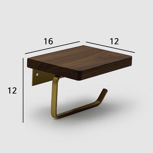 에브리윅 무타공 원목 월넛 욕실 휴지 걸이 선반, 평면형 16cm, 1개, 브라운