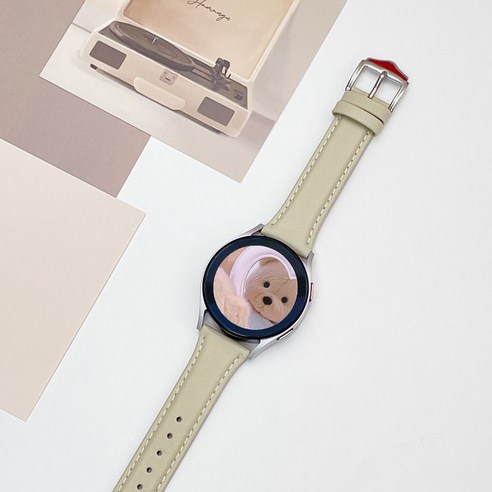 우먼스9999 갤럭시 워치 4 3 클래식 액티브 2 시계 줄 밴드 줄 40mm 44mm 42mm 46mm 20mm 모던 가죽 스트랩, 오트밀, 갤럭시워치4/워치4클래식/5 20mm