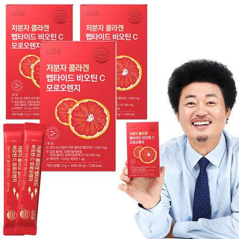 저분자콜라겐 펩타이드 비오틴 모로 오렌지 실 속형 가루 알레 윤택 2g x 30포, 3개