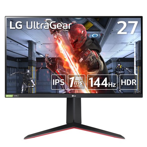 LG 게이밍 모니터 UltraGear 27GN65R-B 27 인치풀 HDIPS144Hz1ms(GTG)G-SYNC Compatible FreeSync PremiumHDRHDMI DisplayPort피벗 높이 조절3년 안심·무휘점 보증