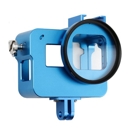 GoPro Hero 용 알루미늄 합금 케이스 하우징 6 액션 카메라 와이어 연결 가능한 보호 금속 해골 케이지, 하나, 푸른