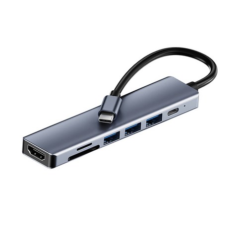 USB C 허브 7-in-1 USB C USB to HDMI 호환 어댑터 3 개의 USB 3.0 포트 SD / MICRO-SD 카드 리더 유형 -C, 하나, 보여진 바와 같이