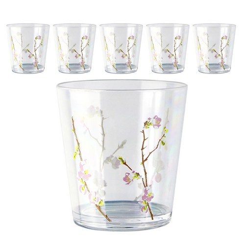 코렐 아크릴릭 라운드 글래스 일반 물컵 414ml, Cherry Blossom, 6개입