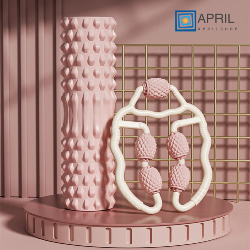 APRILSHOP 다리 마사지 롤러 롤러 마른 다리 강화 판다리 근육 이완 전문 헬스 기구 가정용 폼롤러 슈트, 핑크색, 늑대이빨 45cm+다리기