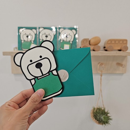 카드토퍼 초록곰 스타벅스카드토퍼 스벅카드토퍼 선생님선물 스승의날선물 커피쿠폰 기프트카드 졸업선물 커피선물 곰돌이카드 카드선물 어린이집선물 유치원선물, 1개