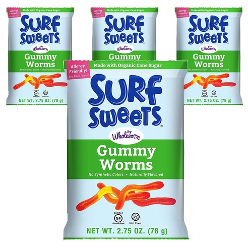 서프스위츠 프루트 젤리 글루텐 프리, Gummy Worms, 4개