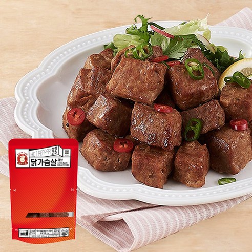 노브랜드닭꼬치매콤  [바로드숑]해동없이 바로먹는 닭가슴살 큐브 청양맛(100g x 30팩), 100g, 30개