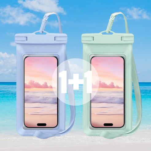라우드 파스텔 핸드폰 방수팩 1+1 물놀이 방수케이스, 1세트, 연그린+블루