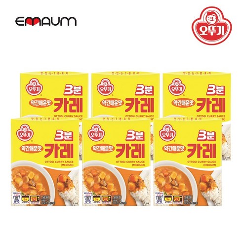 오뚜기 3분 카레 약간 매운맛, 200g x 6개 묶음