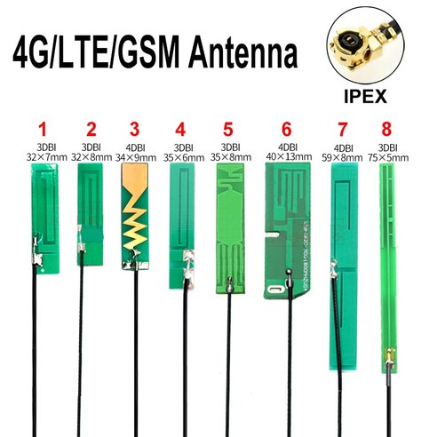 IPEX UFL IPX PCB 내장 옴니 안테나 고이득 LTE 4G 3G GSM 2G NB-IOT EC21 EC25 EP06 SIM7000 SIM7100 SIM7600 2 개, 05 No5--35x8mm