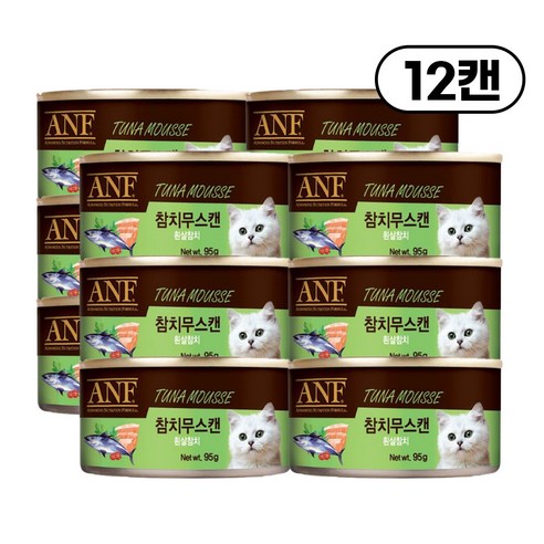 rePet 고양이캔 기호성좋은 고양이 간식 캣 캔, 참치무스, 95g, 12개