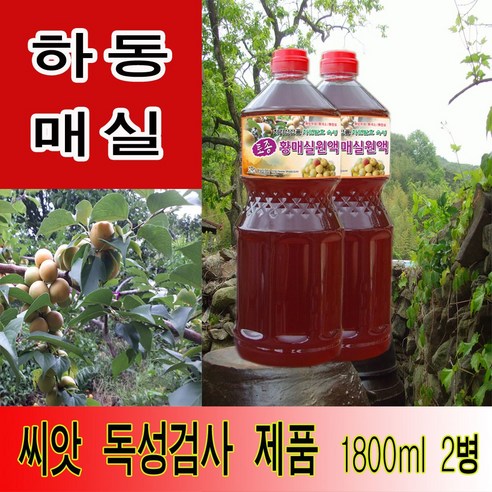 하동 매실원액 지리산산골 3년숙성 토종 황매실원액 1800ml 매실청 매실액기스 매실액, 1.8L, 2개