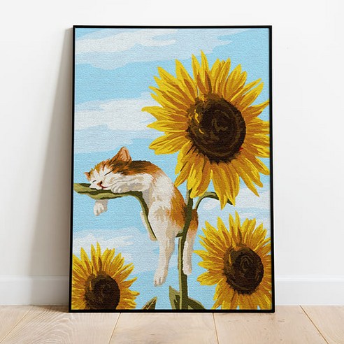플레이어바웃 DIY 명화 그리기 세트 40 x 50 cm, 고양이와해바라기, 1개