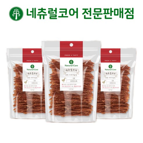 네츄럴코어 수제 천연 닭/오리가슴살 대용량 강아지간식, 오리 하드 트위스트, 3개, 200g