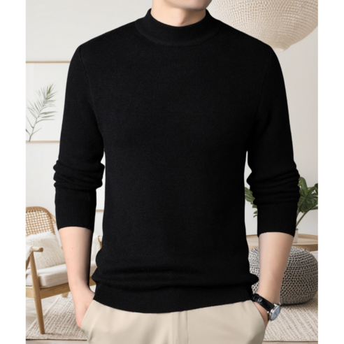 THE G&G남성 반폴라 순색 무지 긴팔니트 캐주얼 스웨터-LL