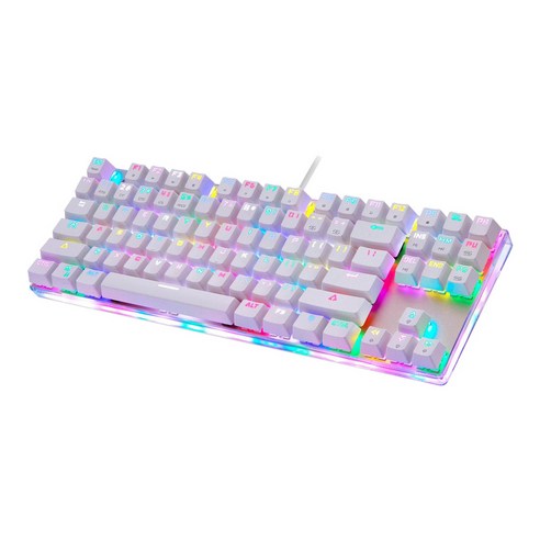 K87S 기계식 키보드 게임용 키보드 USB LED RGB 백라이트(PC 컴퓨터 게임용 87개 포함) 묶기 및 게임용 파란색 스위치., 레드 스위치, 13.9x4.6x1.4 인치, ABS