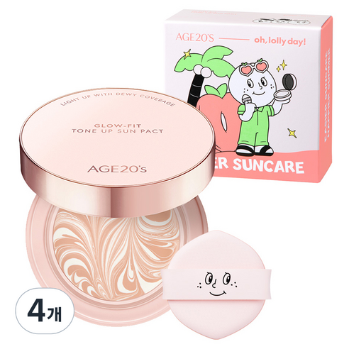 에이지투웨니스 오롤리데이 에디션 글로우핏 톤업 선팩트 SPF50+ PA++++, 12.5g, 4개