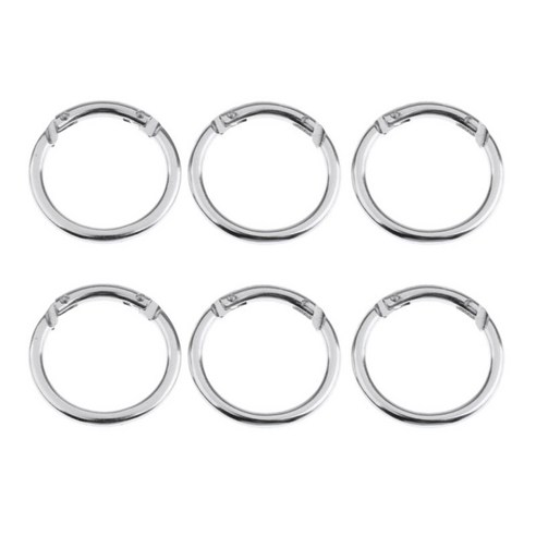6pcs 라운드 카라비너 ​​봄 스냅 키 체인 후크 클립 배낭 웨빙 버클 야외 스포츠 작은 도구, 알루미늄, 실버