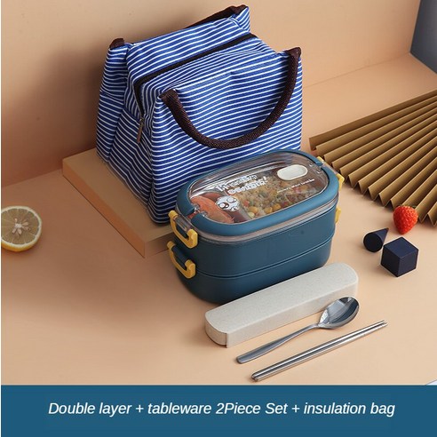 [SW] 다층 스테인리스 보온 도시락 식기 식품 용기 아침 식사 보관 상자, 2L-Blue-2