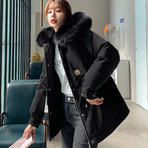 헤이슈 소프트 밍크 퍼 안감 여성 패딩 데일리 야상점퍼 겨울