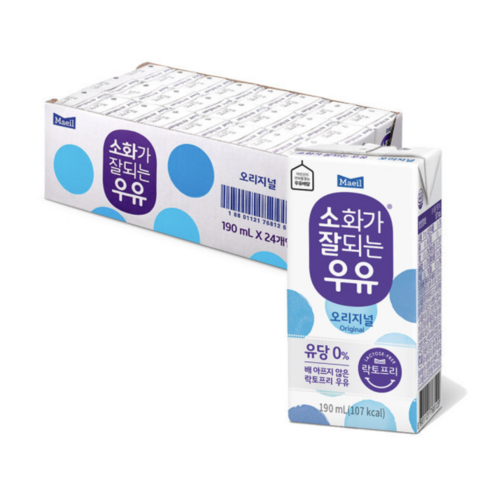 소화가잘되는우유 오리지널 190ml × 24개, 개당 용량 × 총 수량 섬네일