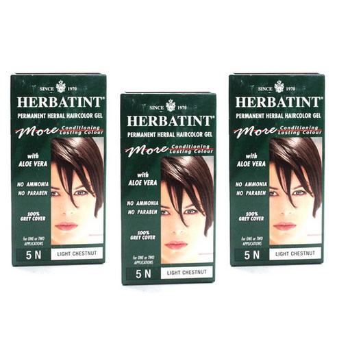 허버틴트 퍼머넌트 허벌 염색약 135ml, Light Chestnut, 3개