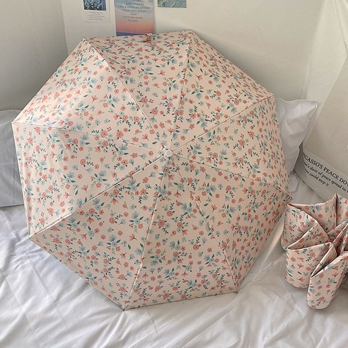옳고바른 예쁜 파스텔톤 꽃무늬 5단 암막 수동 우산 양산 5단 접이식 양우산 우양산
