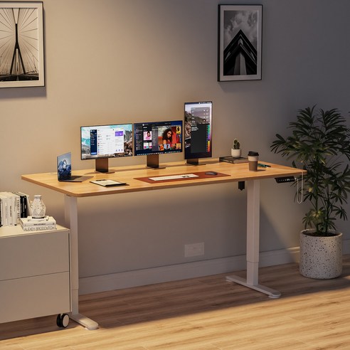 Homall 모션데스크 HE-01 전동 높이조절 스탠딩 책상 공부 사무 게임용 조절 스탠드 테이블, 우드