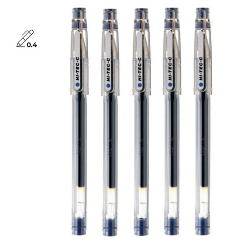 PILOT 하이테크-C 0.4mm 5개 파일롯트 HI-TEC-C 젤 잉크 볼펜, 블루5개