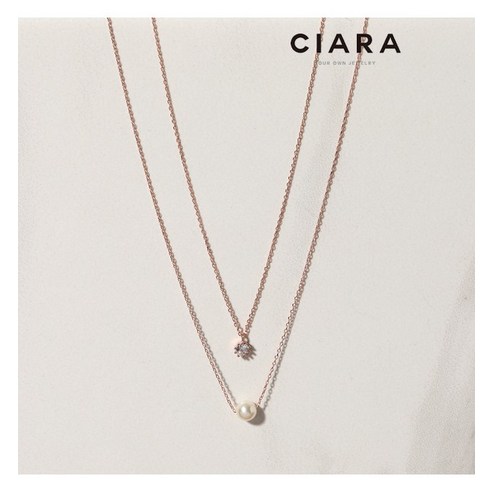 씨아라 CIARA 14K Reggio 투라인 스와로브스키 진주 목걸이(GoldPlated)