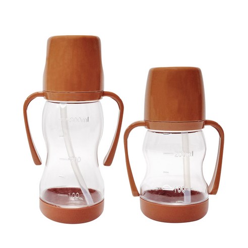 아가프라 라온빨대컵250ml+350ml 2개 빨대컵 와이드젖꼭지 호환가능, 캐러맬