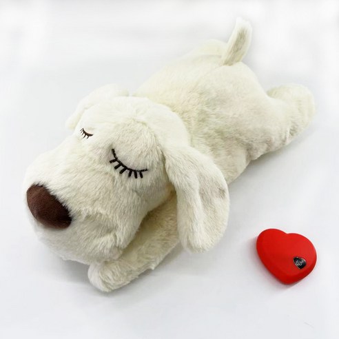 Pet''smate 콩콩심장박동 강아지 봉제장난감 강아지 분리불안 완화, 화이트