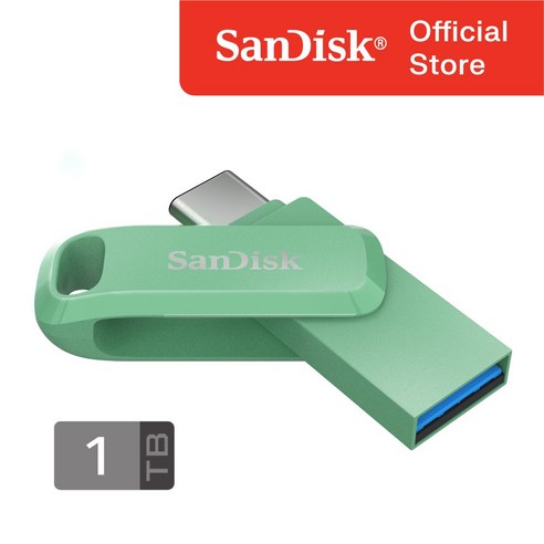 샌디스크 정품 울트라 듀얼 드라이브 고 1 TB 테라 SDDDC3 압생트 그린 OTG, 1TB, 1개