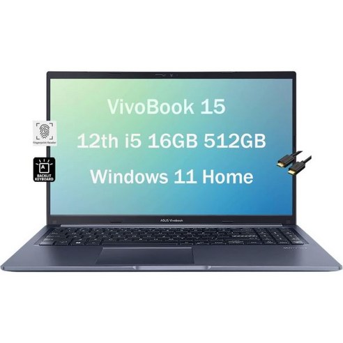 ASUS VivoBook S15 15.6인치 FHD IPS 비즈니스 노트북Intel 12코어 i51240P 16GB RAM 512GB PCIe SSD 백라이트 지문인식 WiFi 6, 16GB RAM|512GB SSD