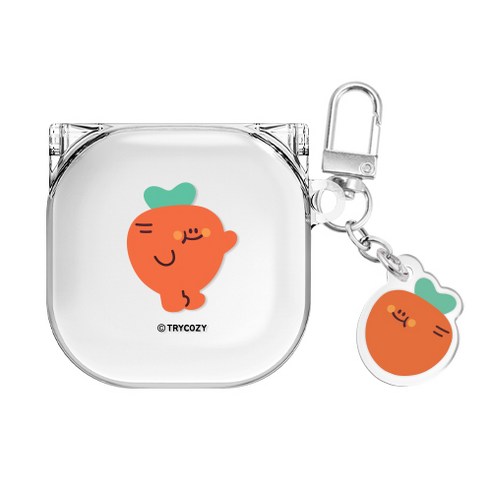 후르츠 프렌즈 베이직 버즈라이브/버즈프로/버즈2/버즈2프로(공용) 클리어 케이스 키링세트, 후르츠 프렌즈 베이직-캐럿