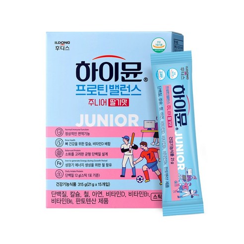 하이뮨 프로틴 밸런스 주니어 딸기맛 스틱 21g 15포_kms /233683, 315g, 1개