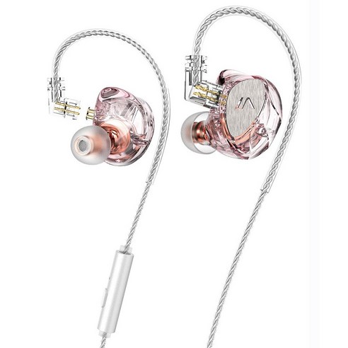 LAFITEAR 유선 인이어 이어폰 분리형 HIFI 이어폰, 핑크
