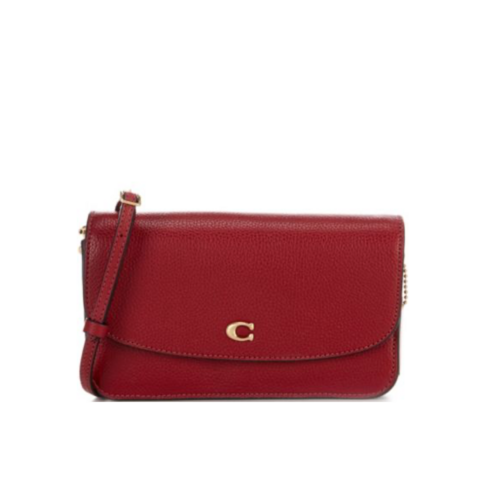 코치 COACH 페블 가죽 헤이든 로고 크로스바디 백 체리 레드 가방 여성