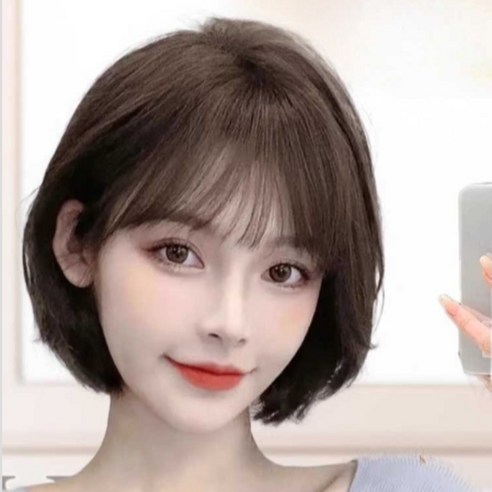 reritimo 앞머리 가발 시스루뱅 수제 인모 부분가발 똑딱이, 1개, A3브라운