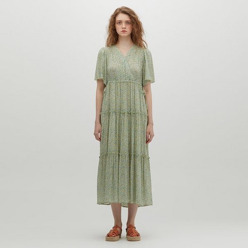 써스데이아일랜드 레이스 배색 랩스타일 원피스 T234MOP238W 196256