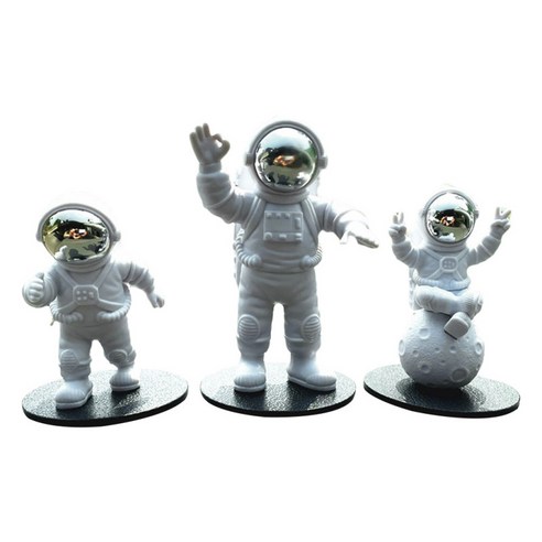 3 pcs 우주 비행사 동상 조각 입상 장식 홈 예술과 공예 데스크탑 액세서리 탁상 장식, 은, 플라스틱