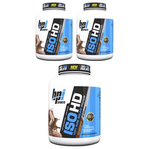 비피아이스포츠 아이소 HD 퓨어 아이솔레이트 프로틴 초콜릿 브라우니, 3개, 2.21kg