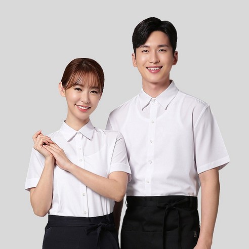 산뜻함과 편안함을 더한 완벽한 유니폼, 백색 스판 반팔 셔츠